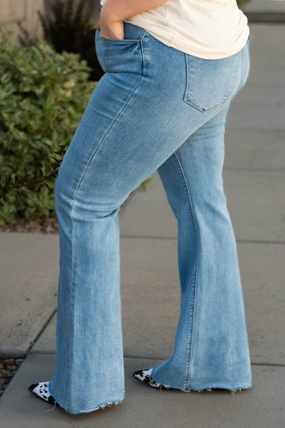 Side view of bootcut jeans