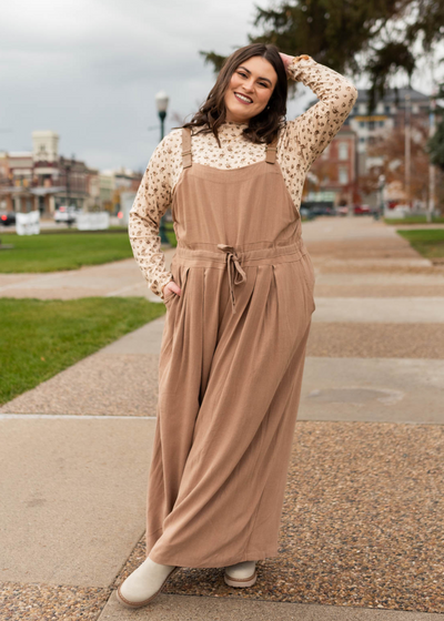 Plus size mocha jumpsuit
