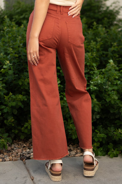 Back view of terracotta jeans