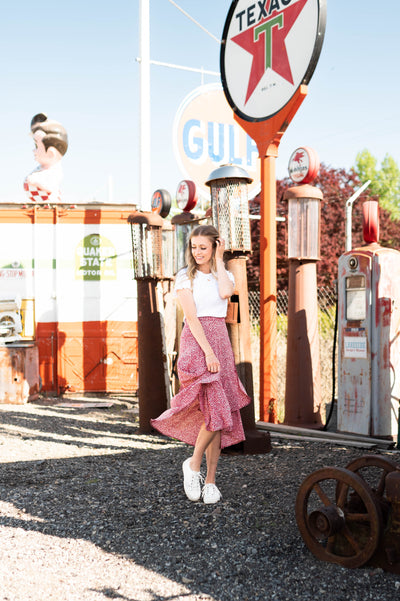 Red wrap skirt