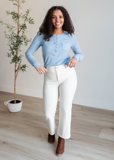 Sky blue long sleeve top