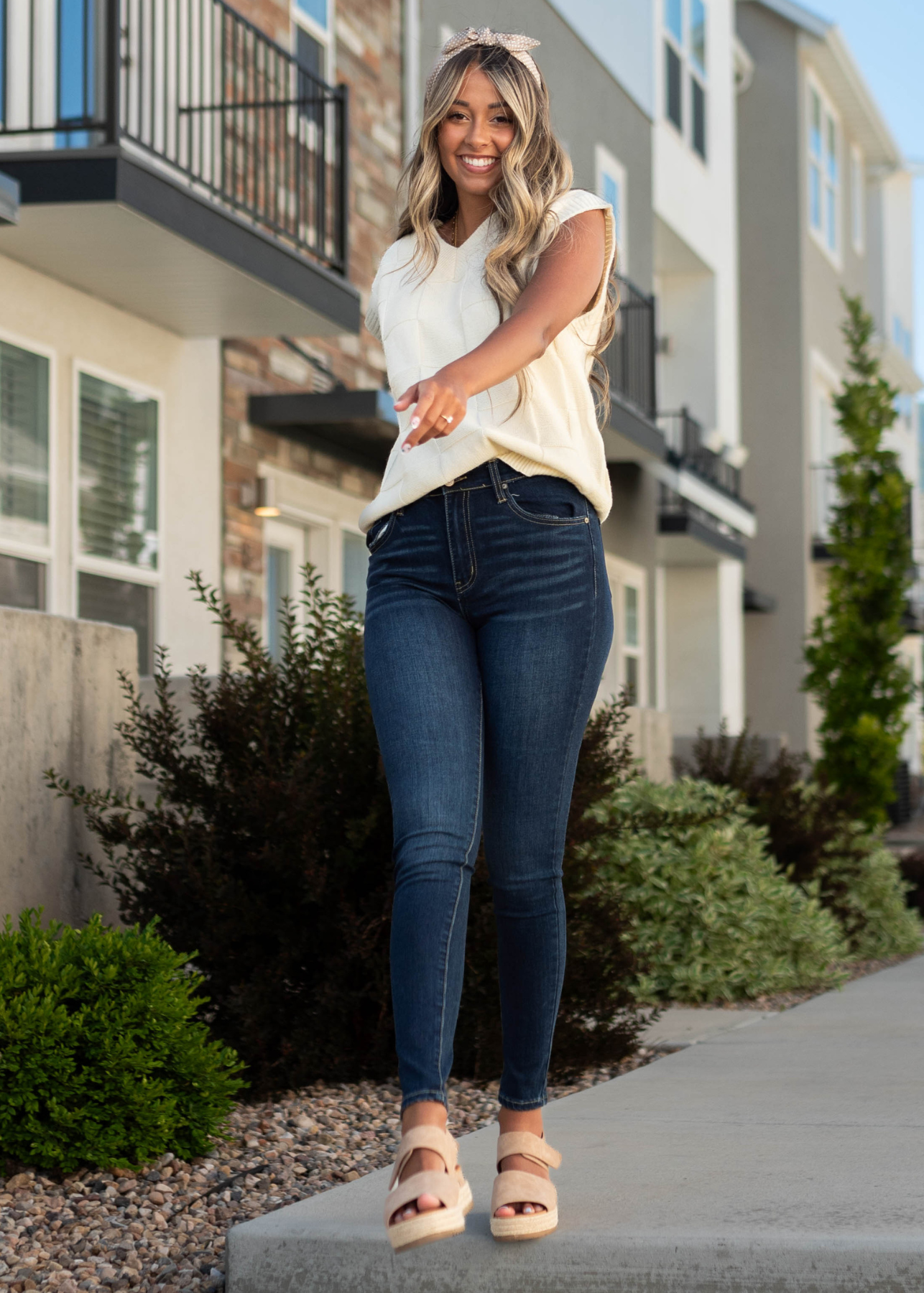 V-neck ivory sweater vest