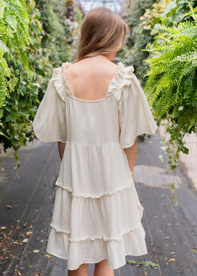 Back view of the ivory mini dress
