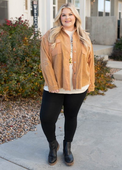 Plus size caramel shacket