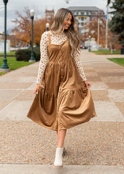 Camel jumper dress