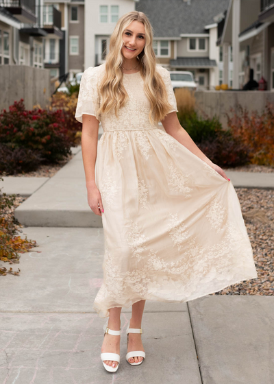 Champagne embroidered dress