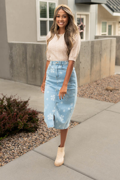 Taupe top with short sleeves