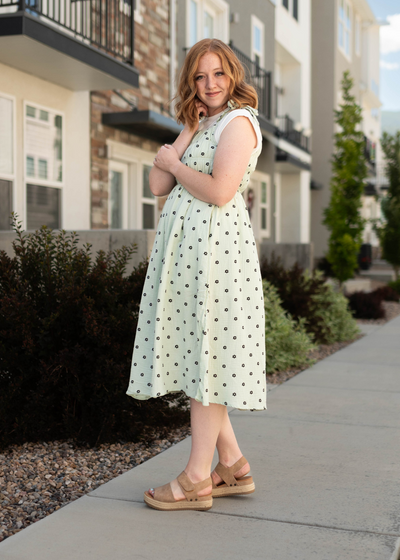 Mint dress with a small daisy print