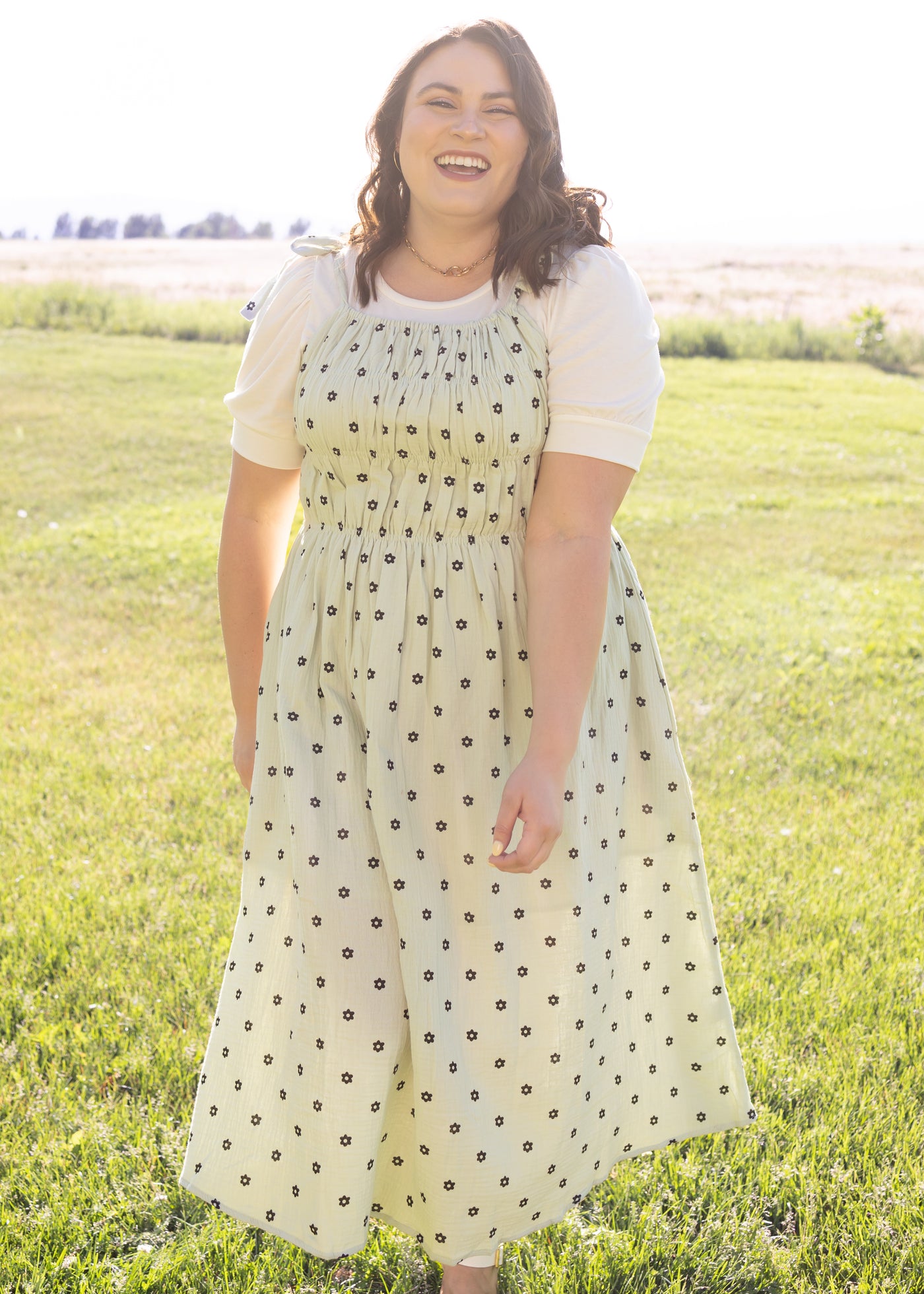 Plus size mint dress with ties at the shoulders