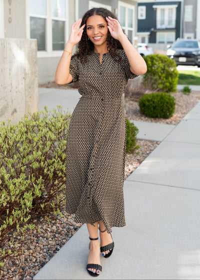Button down black dress with black buttons