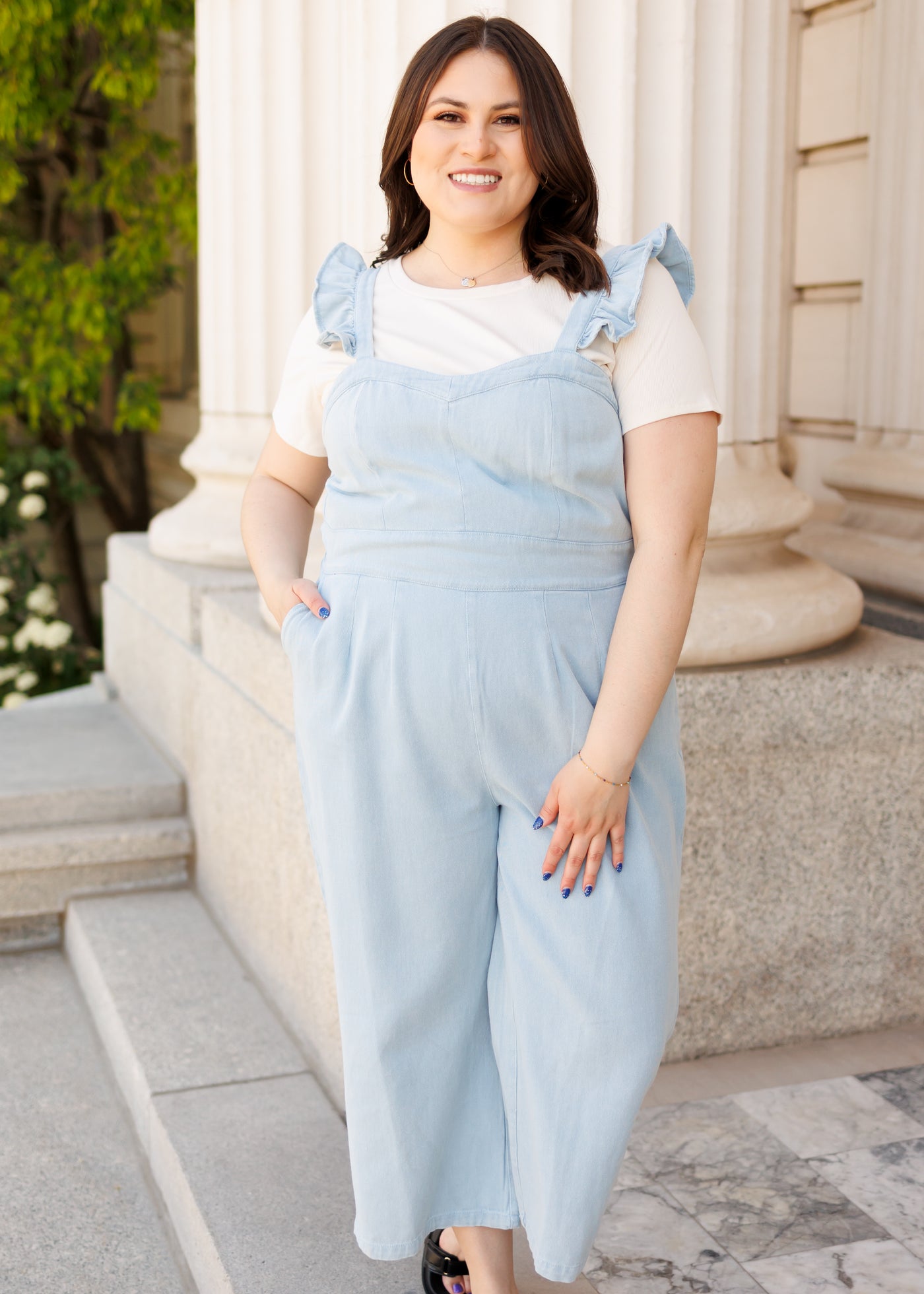 Plus size denim jumpsuit