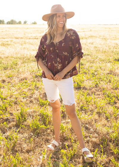 Plum floral top