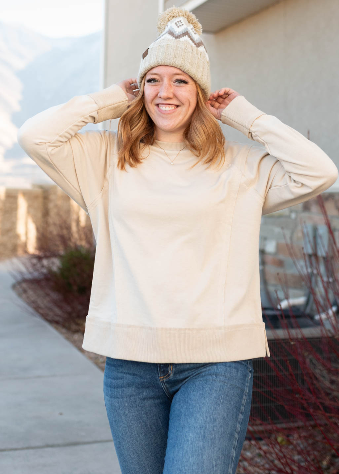 Long sleeve taupe sweater