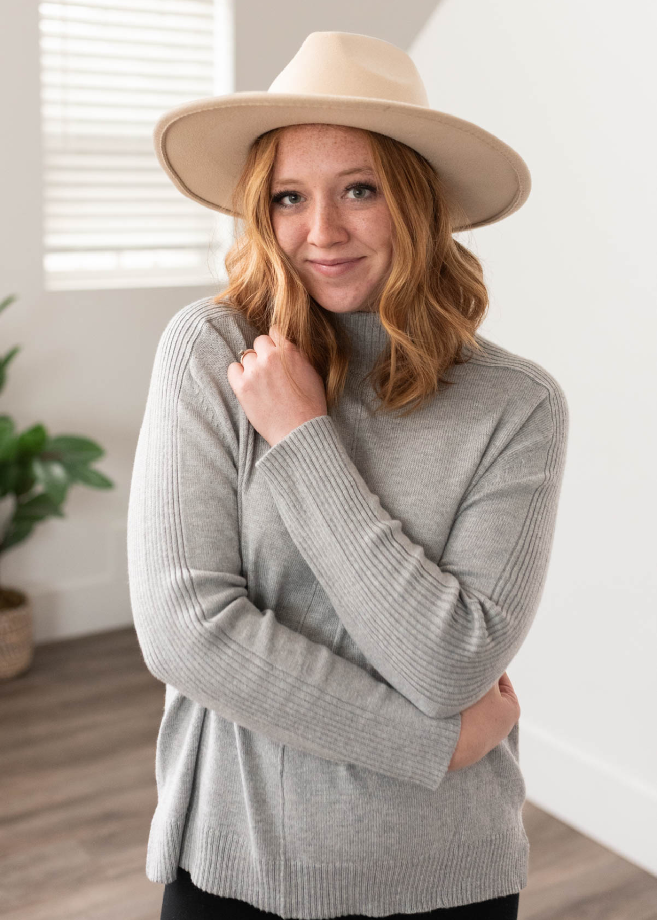 Long sleeve heather grey sweater