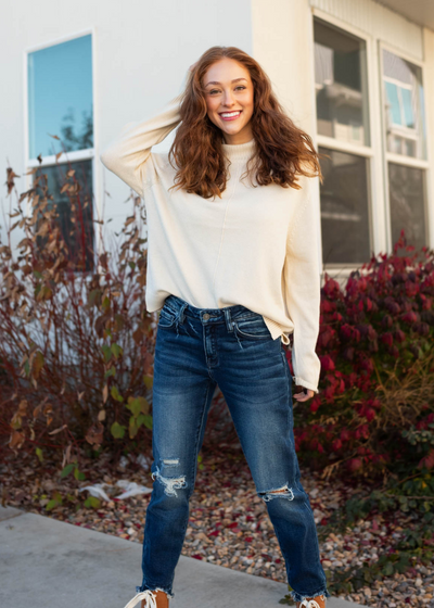 Heather grey sweater with long sleeves
