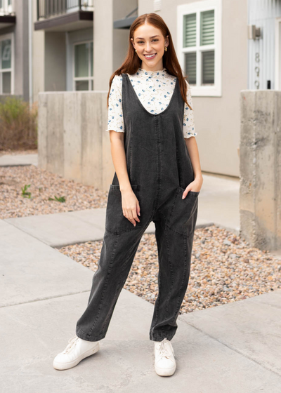 Charcoal washed jumpsuit