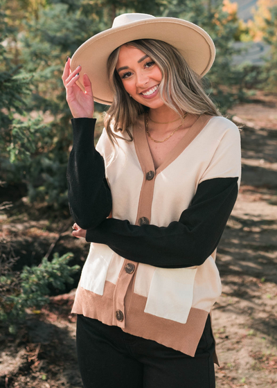 Long sleeve light taupe cardigan