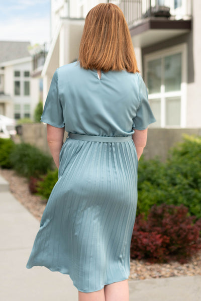 Back view of a french blue dress