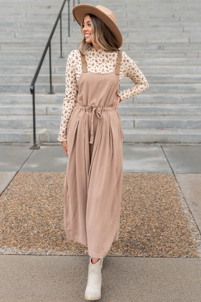 Cara Sand Flower Print Long Sleeve Top