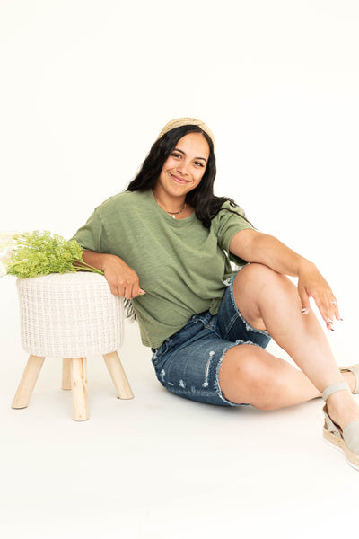 Bright sage short sleeve top.