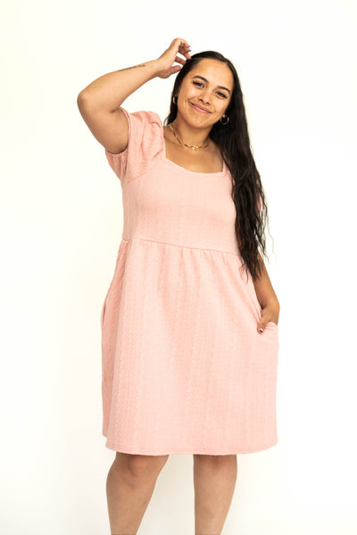 plus size dusty pink short sleeve dress.