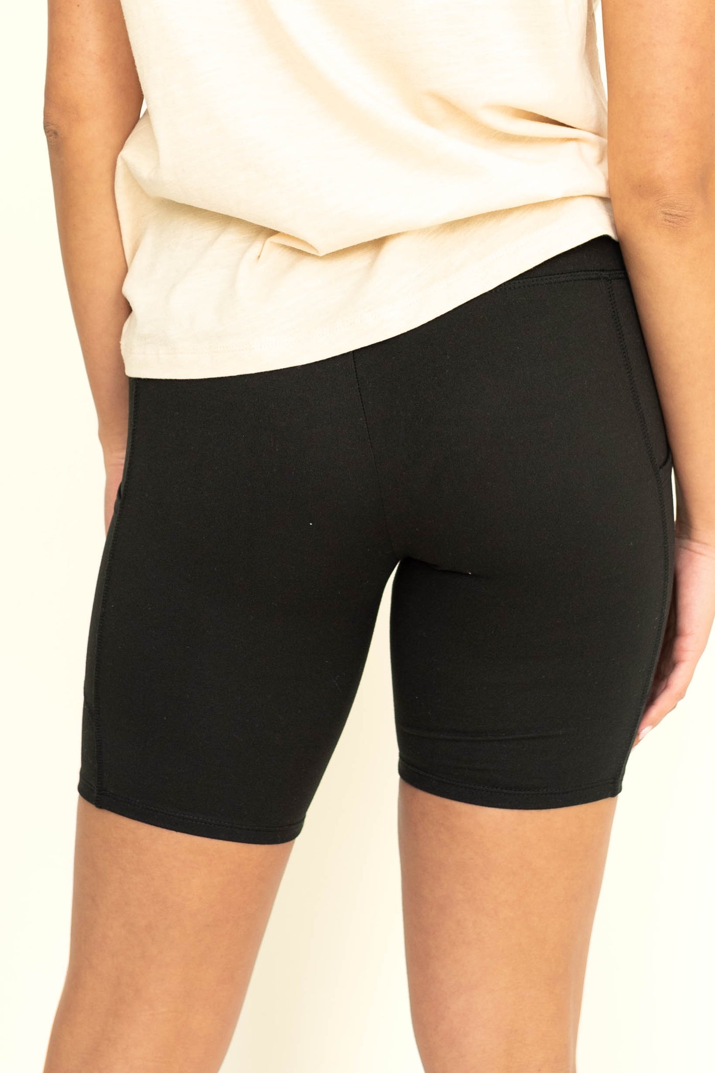 Back view of  black bike shorts