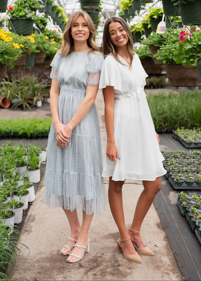 Sarah Dusty Blue Lace Dress
