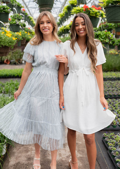 Sarah Dusty Blue Lace Dress