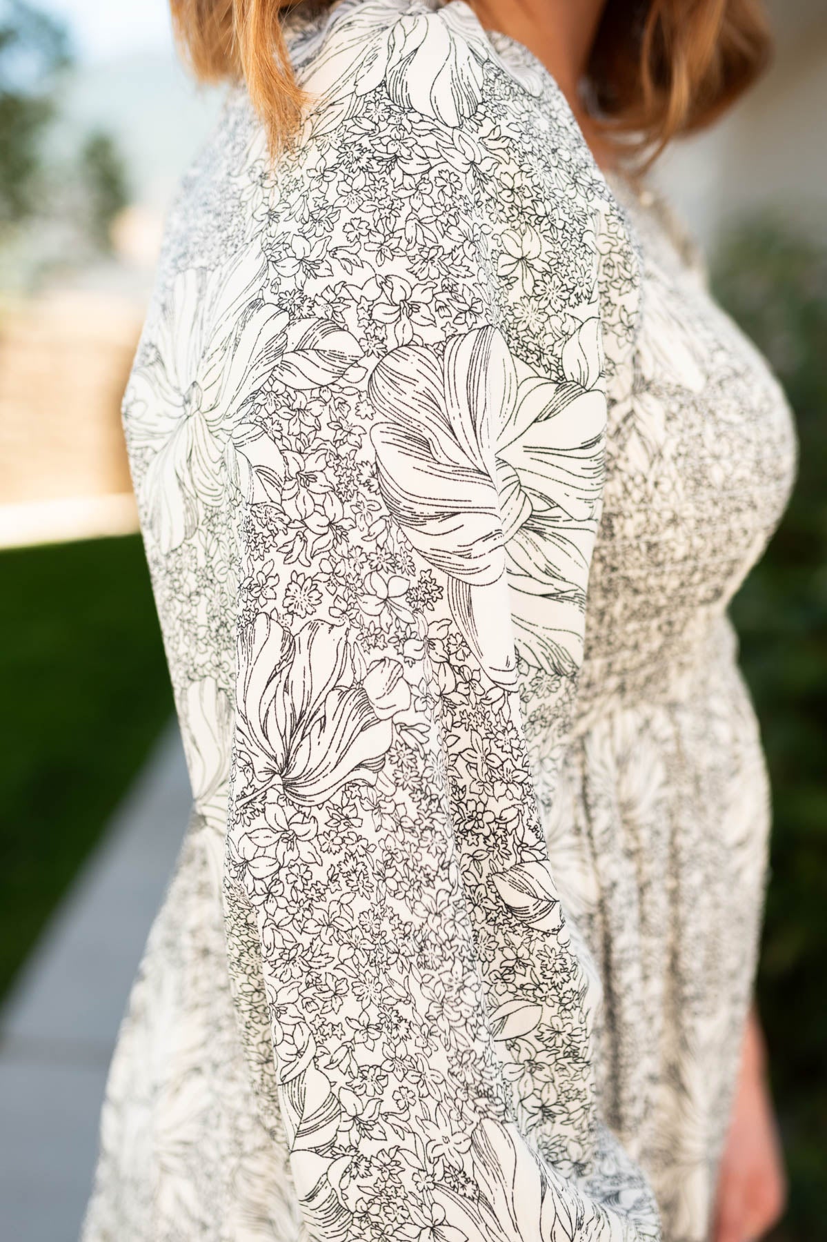 Sleeve of the Annette floral dress