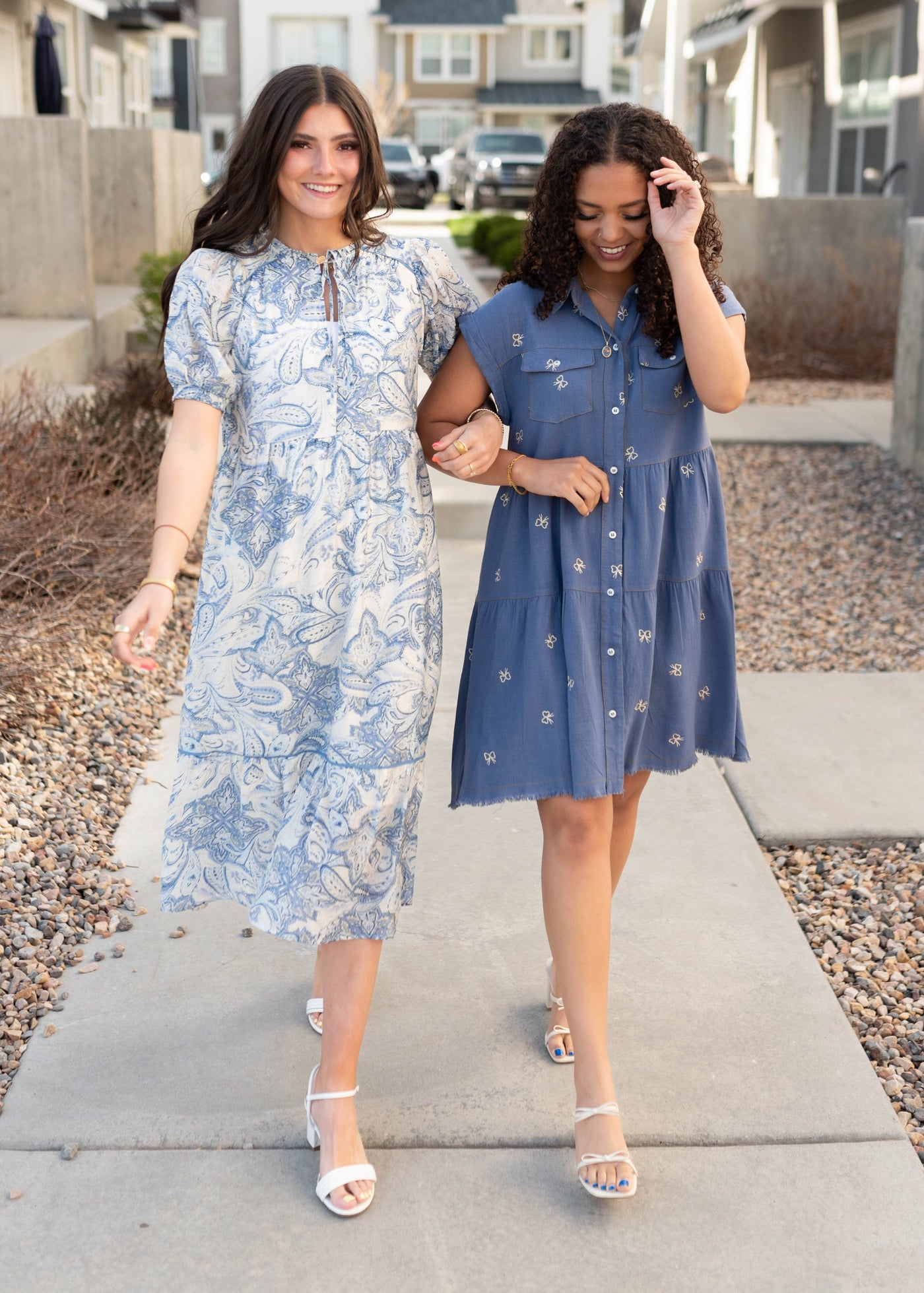 Lynn Denim Bow Embroidered Dress