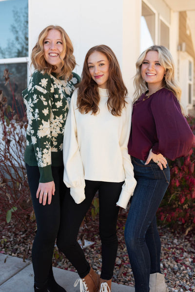 Rosalee Green Floral Sweater