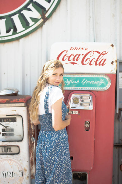 Blue jumper with smocked back