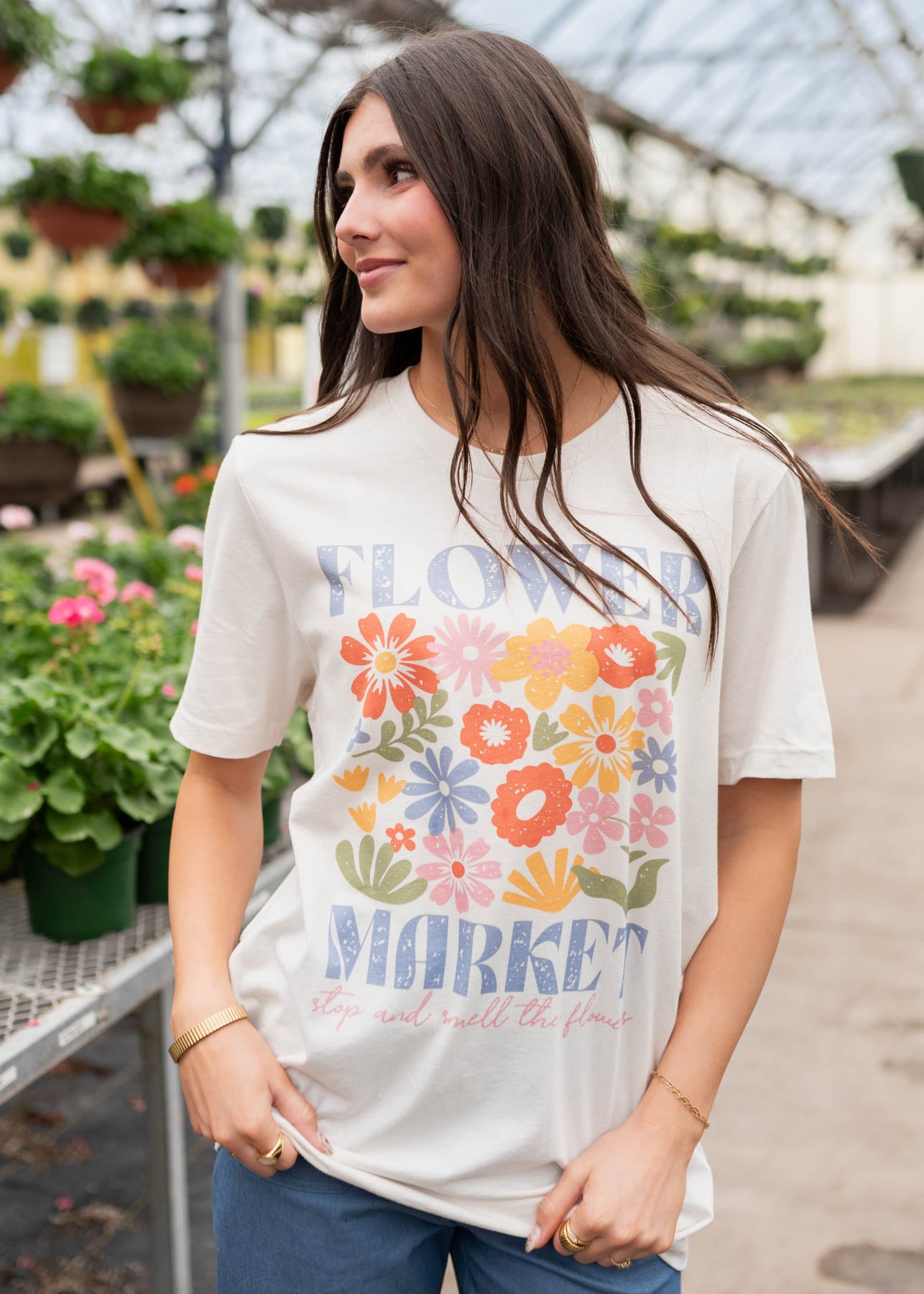 Dahlia White Flower Market T-shirt