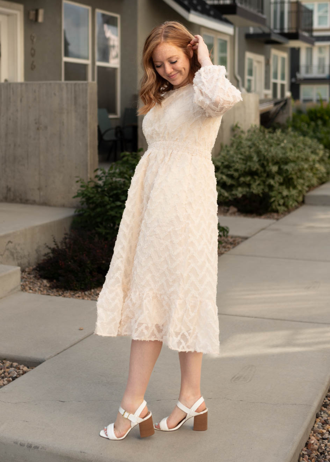Cream textured dress