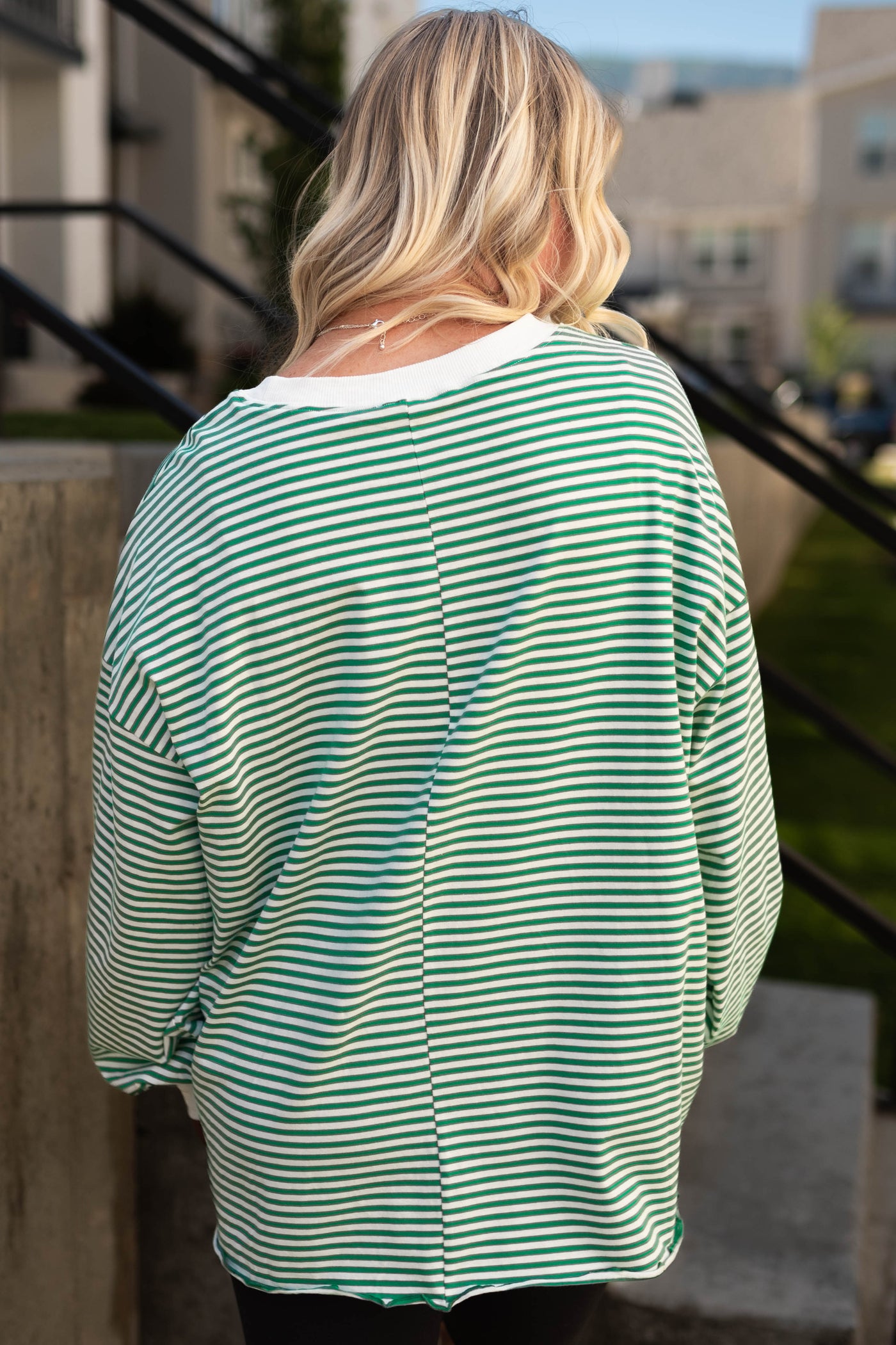 Back view of a green top