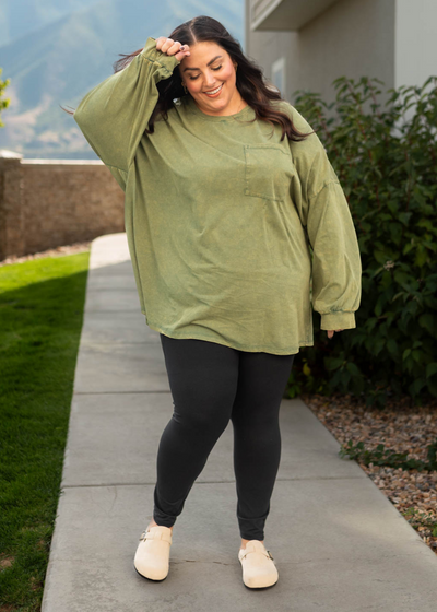 Plus size olive pullover