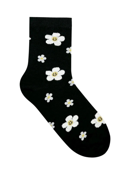 Black Flower Socks