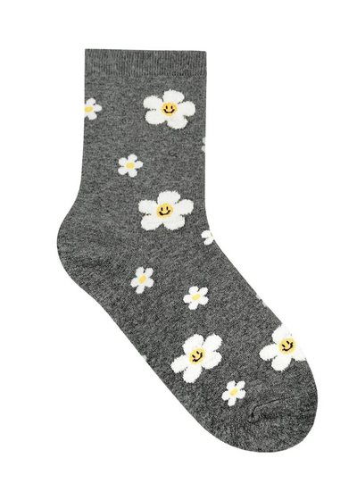 Grey Flower Socks