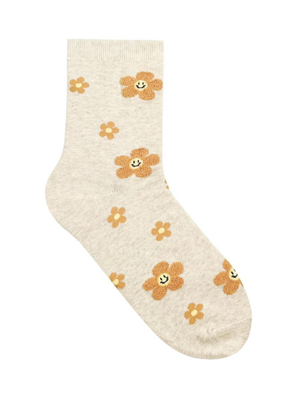 Taupe Flower Socks