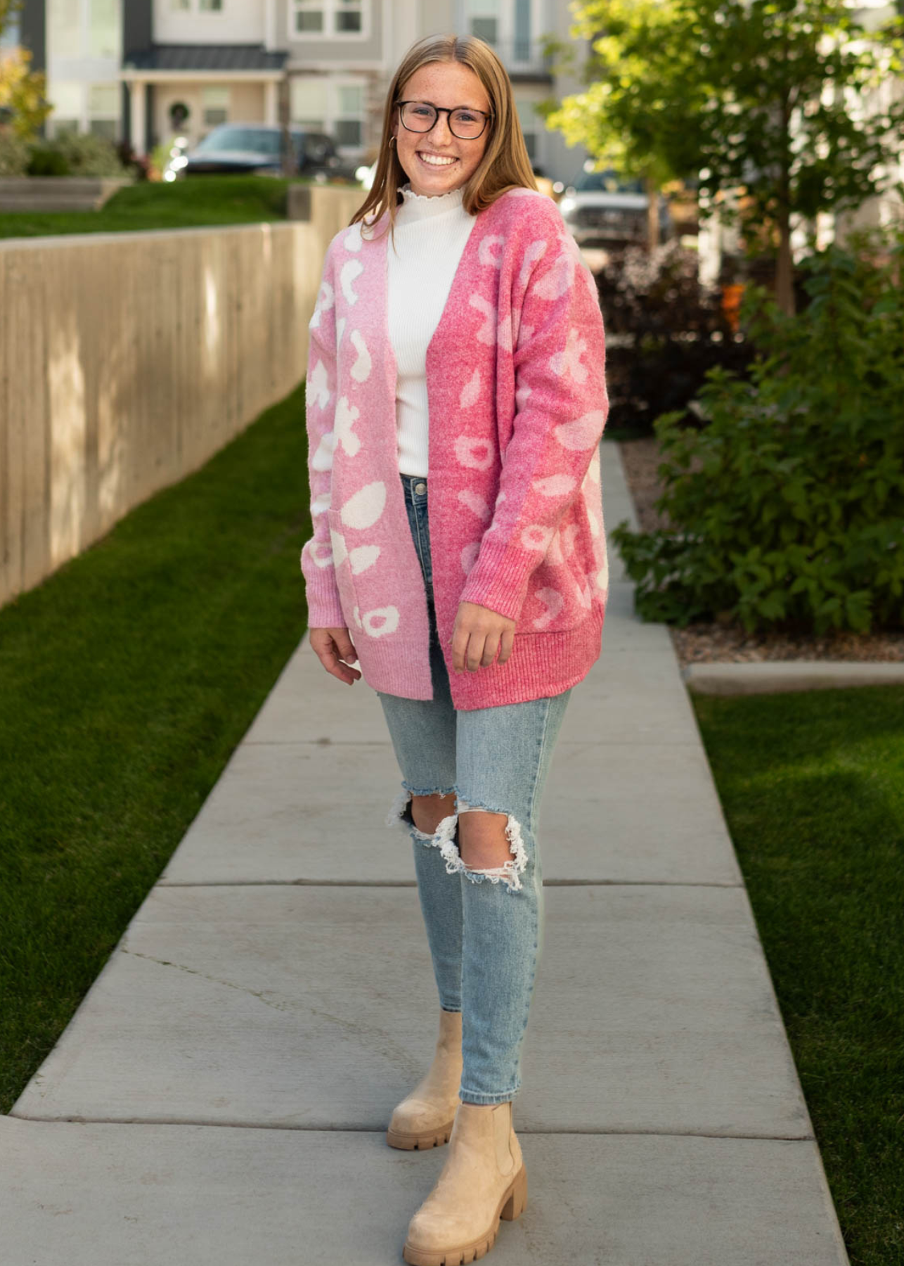 2 colored pink cardigan