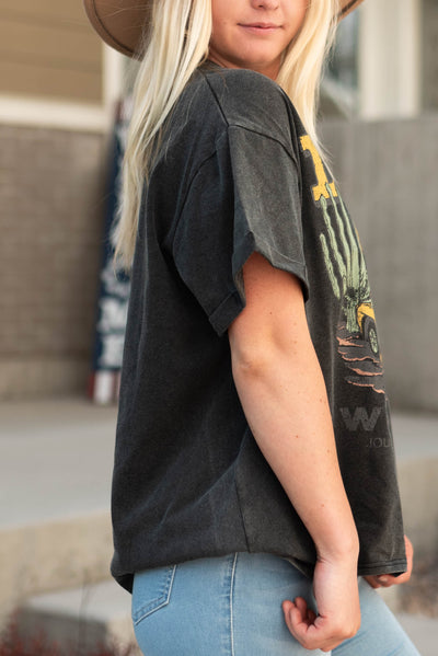 Side view of a drifter black tee