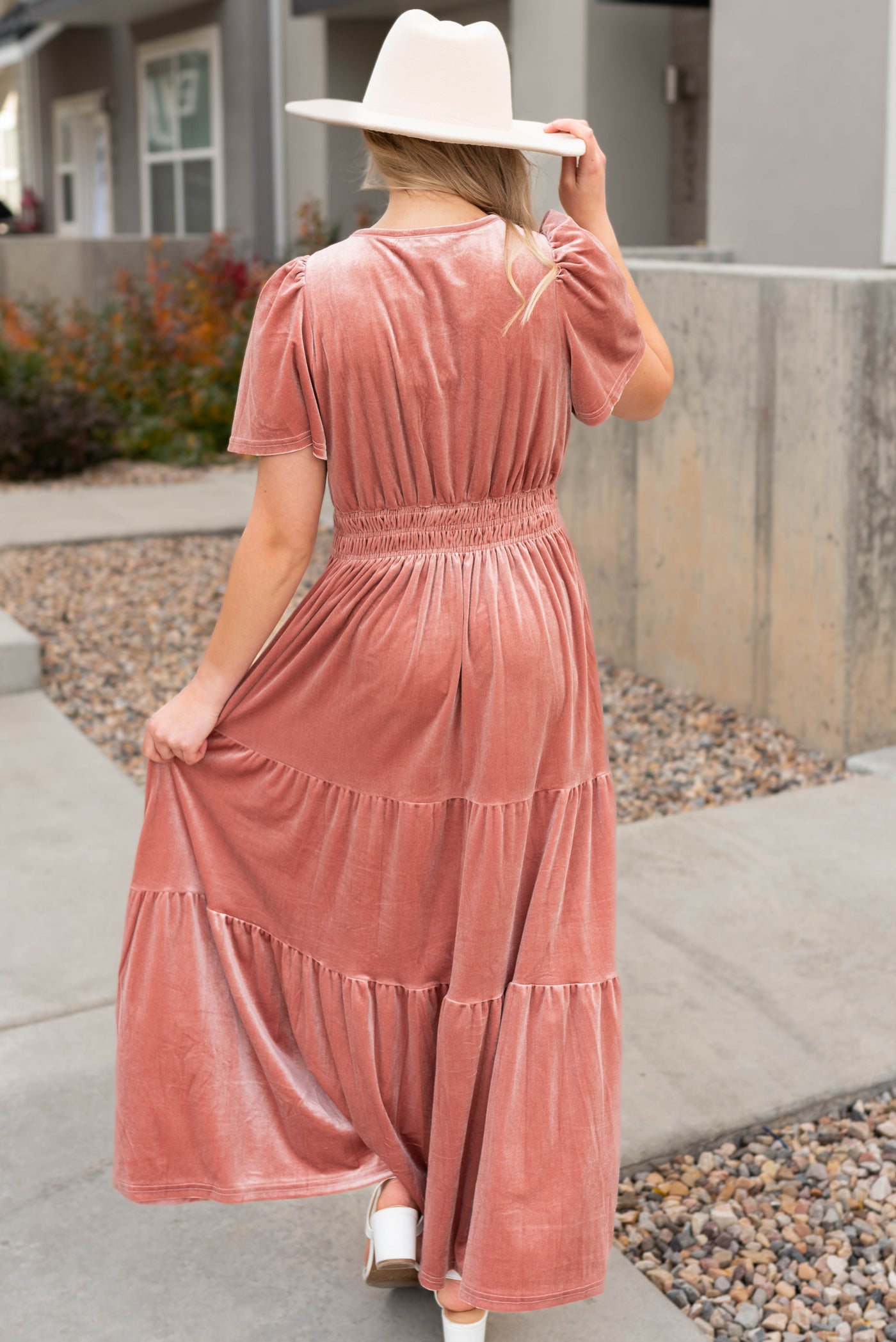 Back view of the blush dress