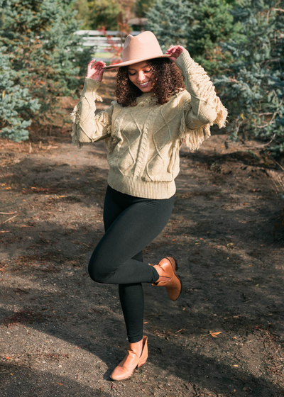 Long sleeve sage knit sweater