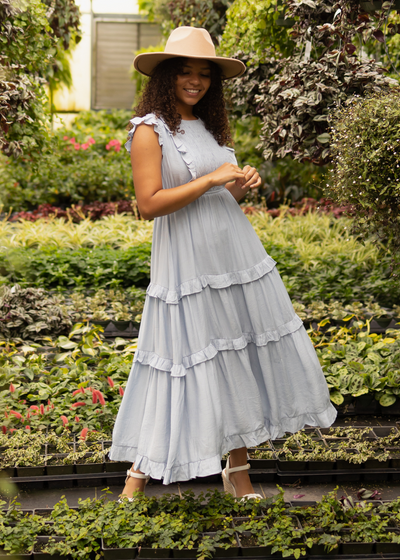 Sleeveless baby blue dress