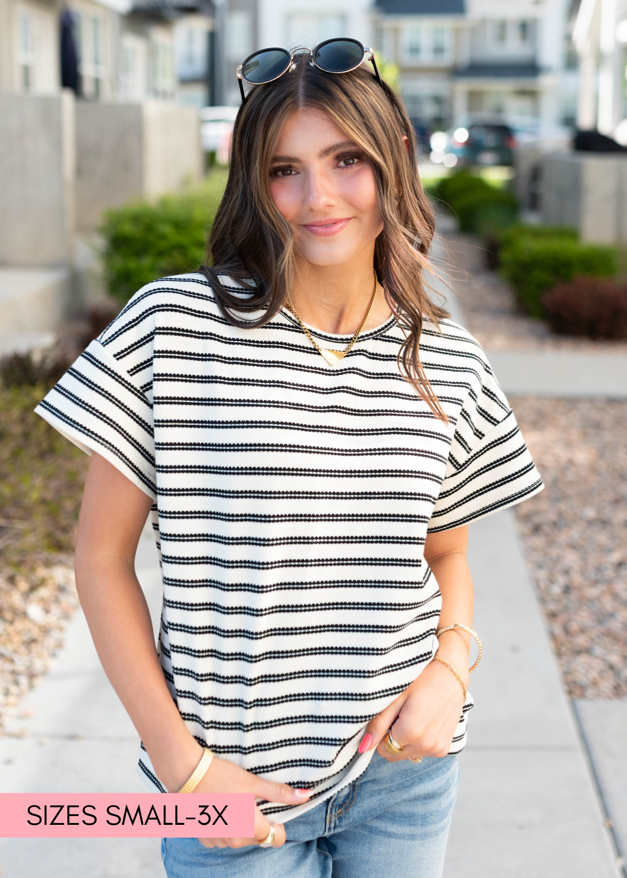 Eleni Black Striped Top