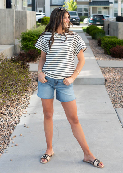 Eleni Black Striped Top