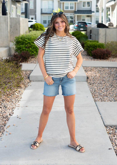 Eleni Black Striped Top