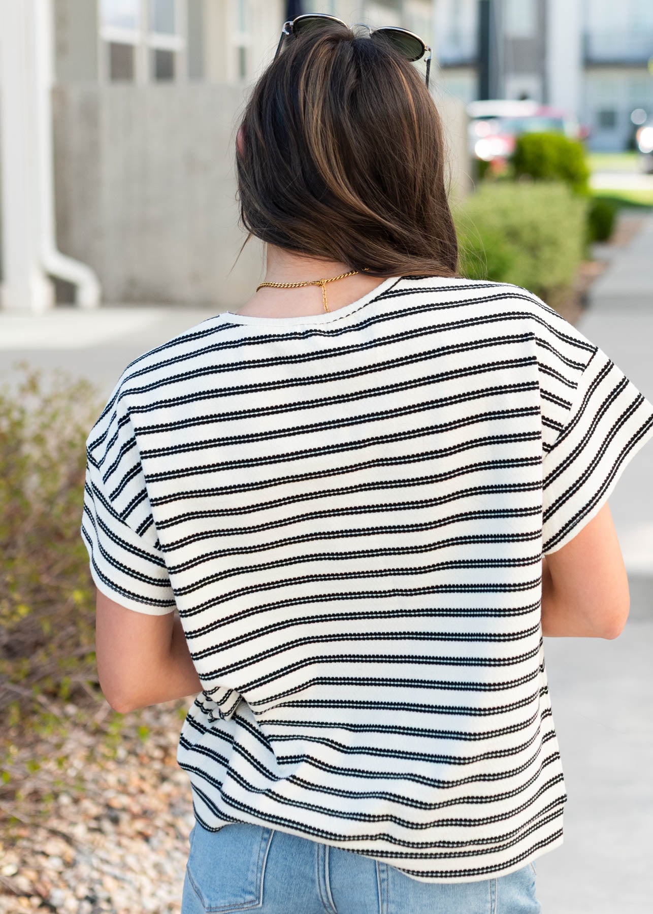 Eleni Black Striped Top