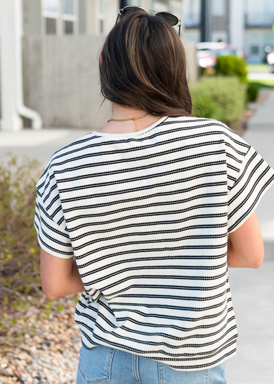 Eleni Black Striped Top