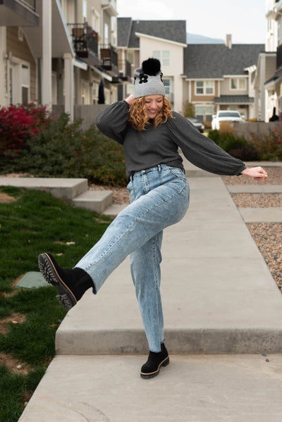 Long sleeve charcoal top